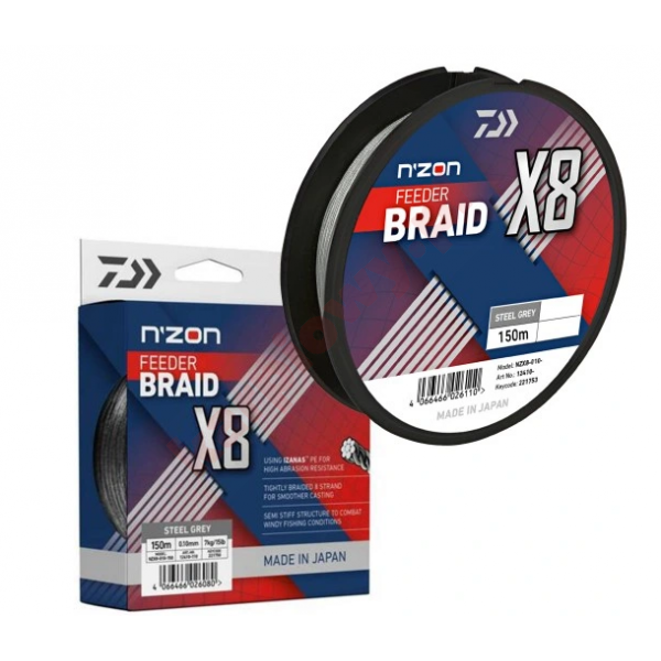 Plecionka N'Zon X8 Braid 0,08mm 150m Steel Grey